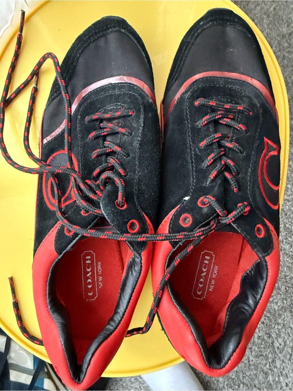 Coach Men's Black and Red Suede & Leather Sneakers